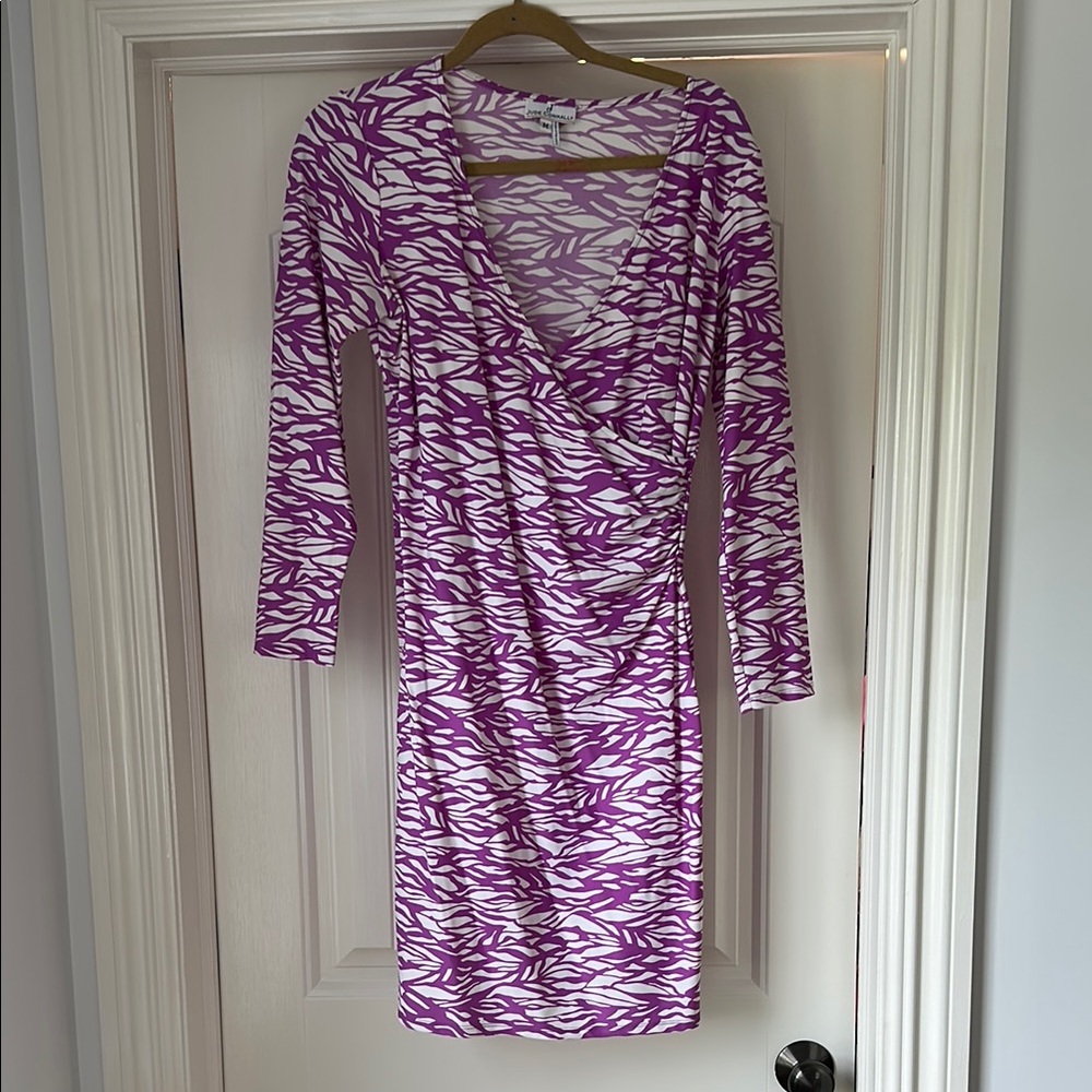 Purple and White Patterned Women's Dress